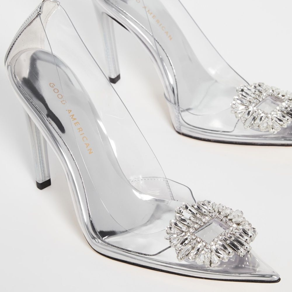 Good American Silver Heels with Embellishments